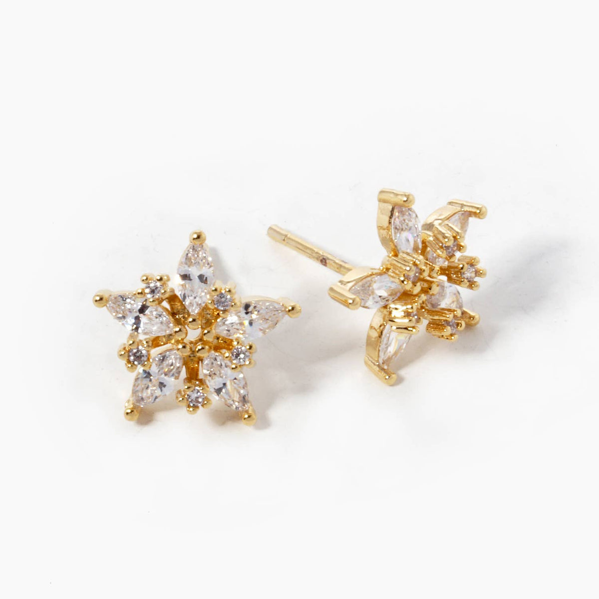 Gold Plated Micro Pave Stud Earrings
