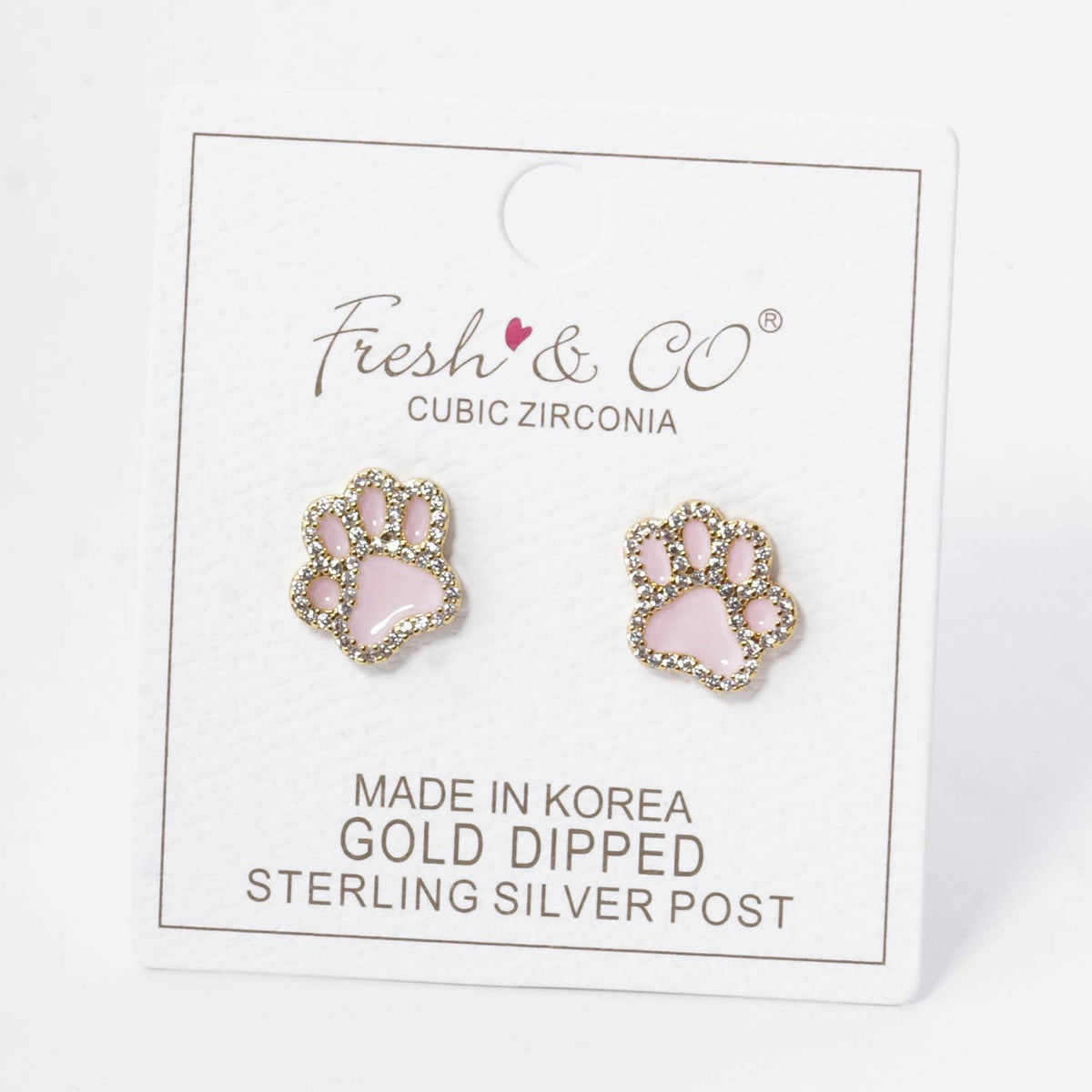 GAME DAY MASCOT CUBIC ZIRCONIA 13MM ENAMEL PAW STUD EARRINGS