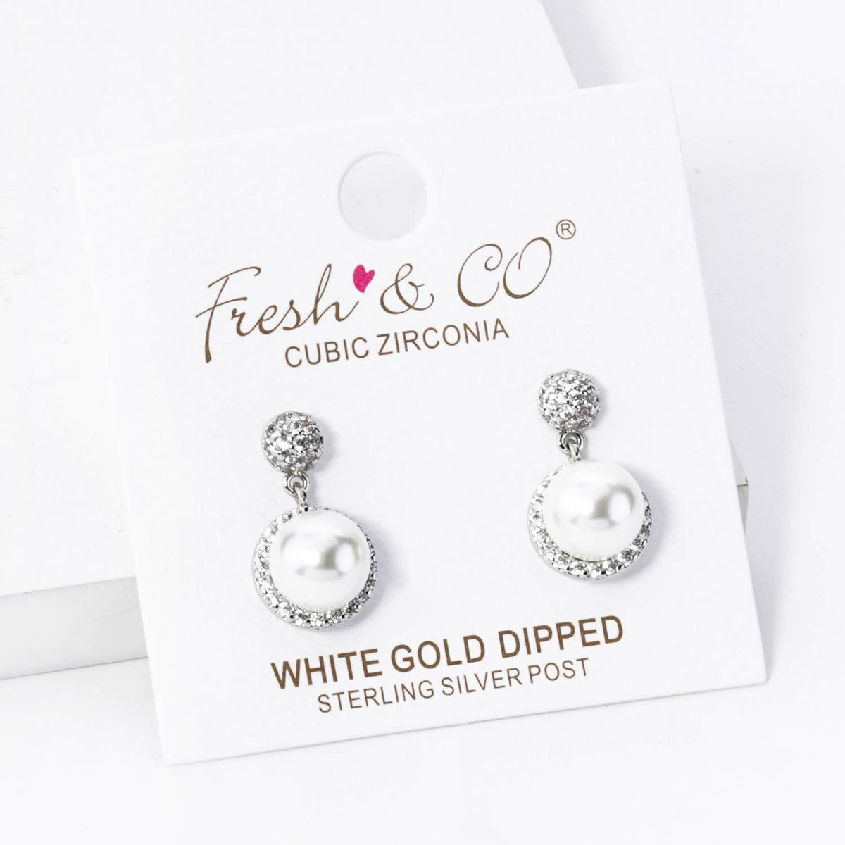 18K Gold Dipped Micro Pave Set Cubic Zirconia 7mm Pearl .