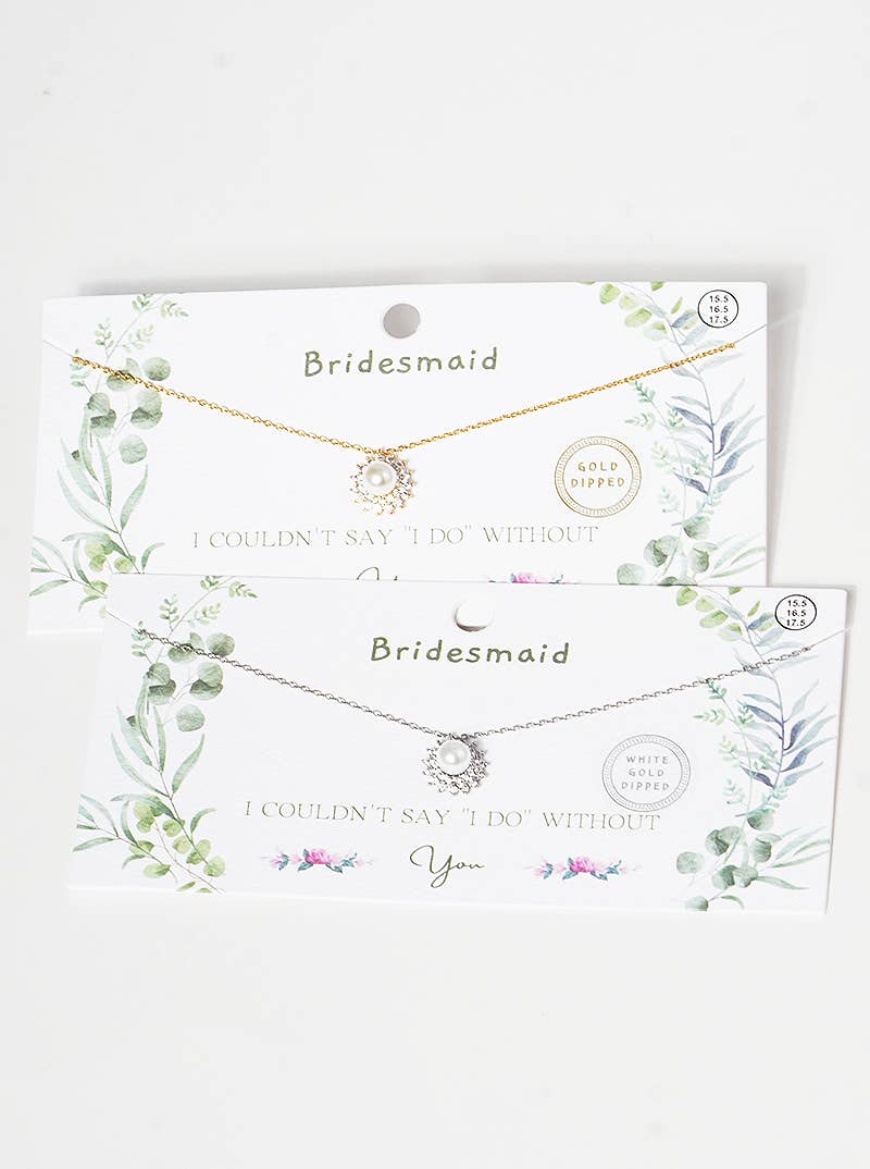 Bridesmaid Pearl & Crystal Sunburst Pendant Necklace