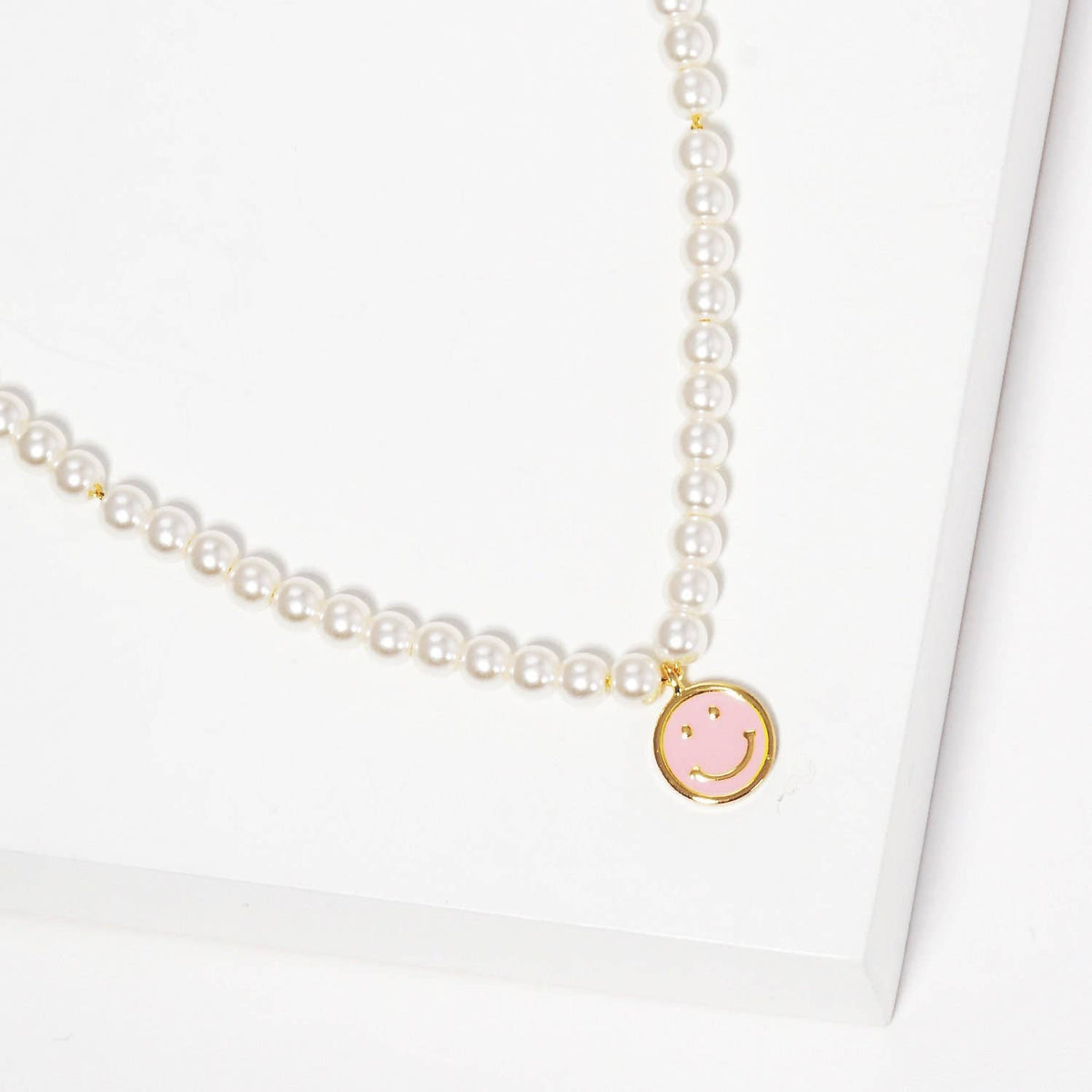 Gold Plated Freshwater Pearl Smiley Face Necklace