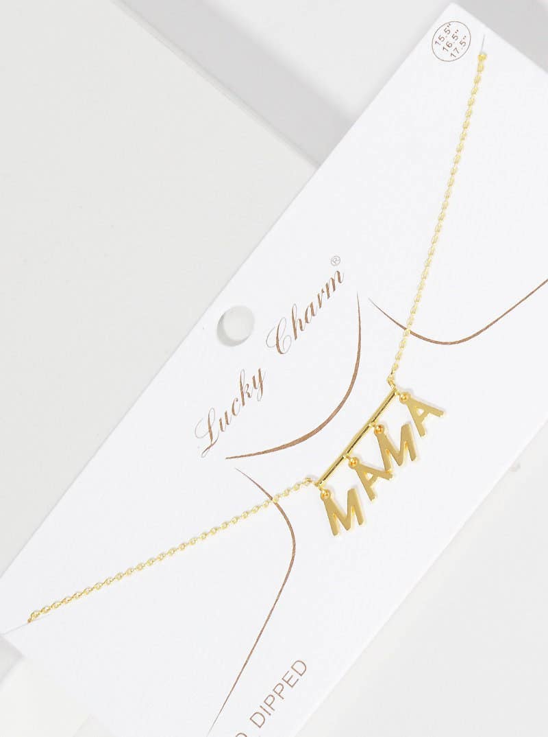 Gold Plated Bar Dangling Mama Necklace