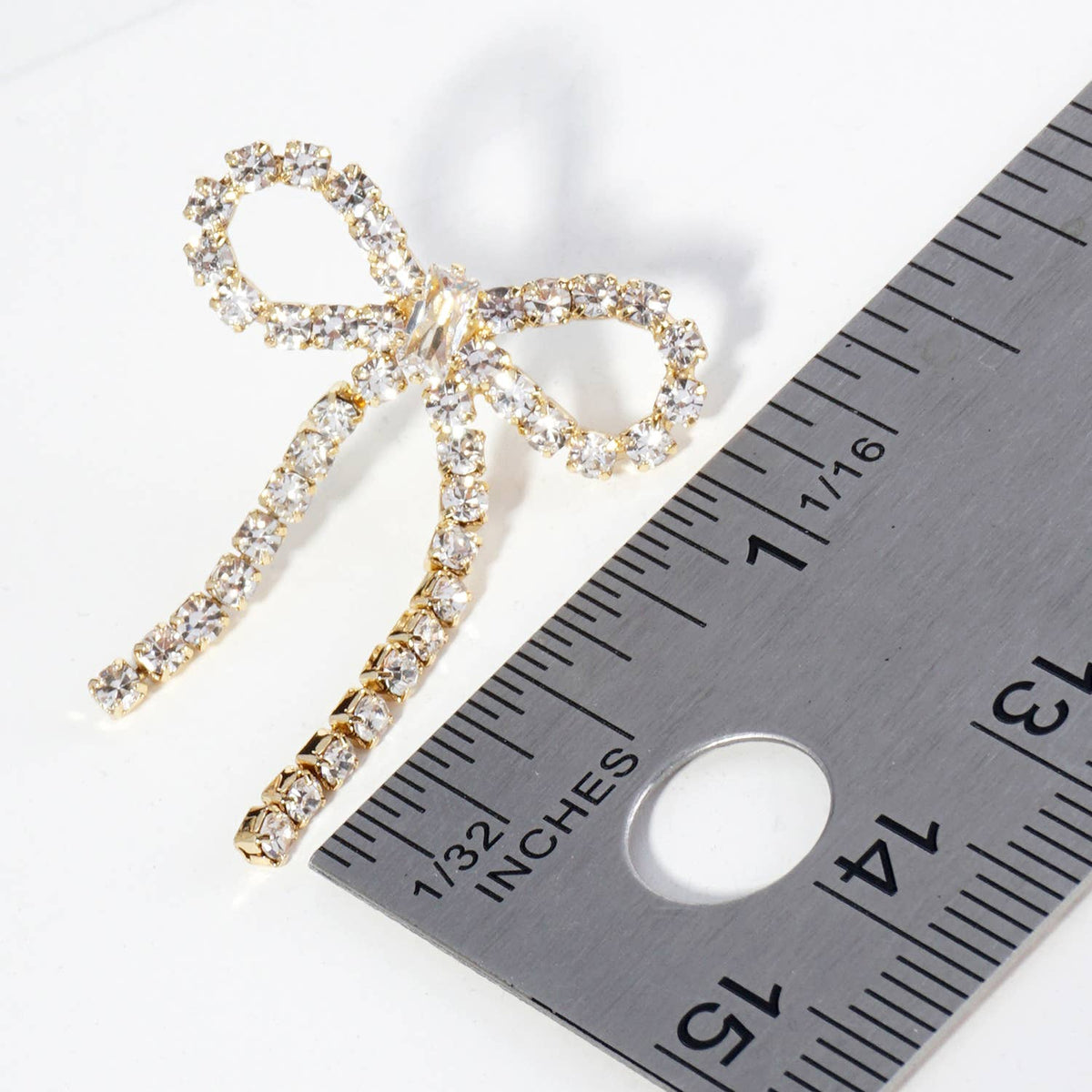 RIBBON BOW DROP POST EARRINGS / 18K GOLD DIPPED / CUBIC