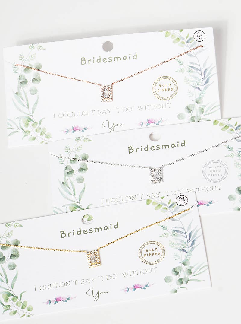 Bridesmaid Emerald Cut Cubic Zirconia Pendant Necklace