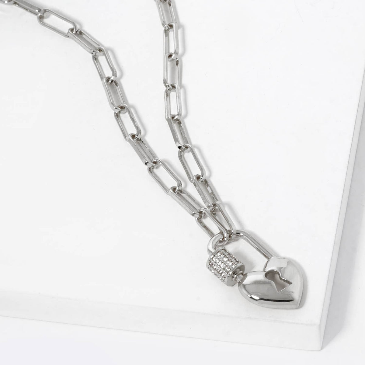 Gold-Filled Heart Lock Pendant Necklace