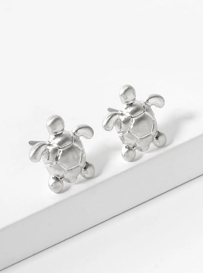 12mm Textured Puffy Turtle Stud Earrings