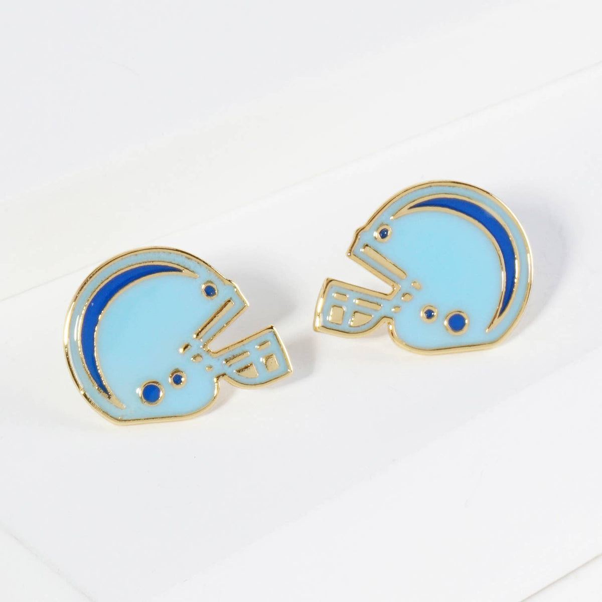 18K Gold Dipped Enamel Football Helmet Game Day Stud Earring