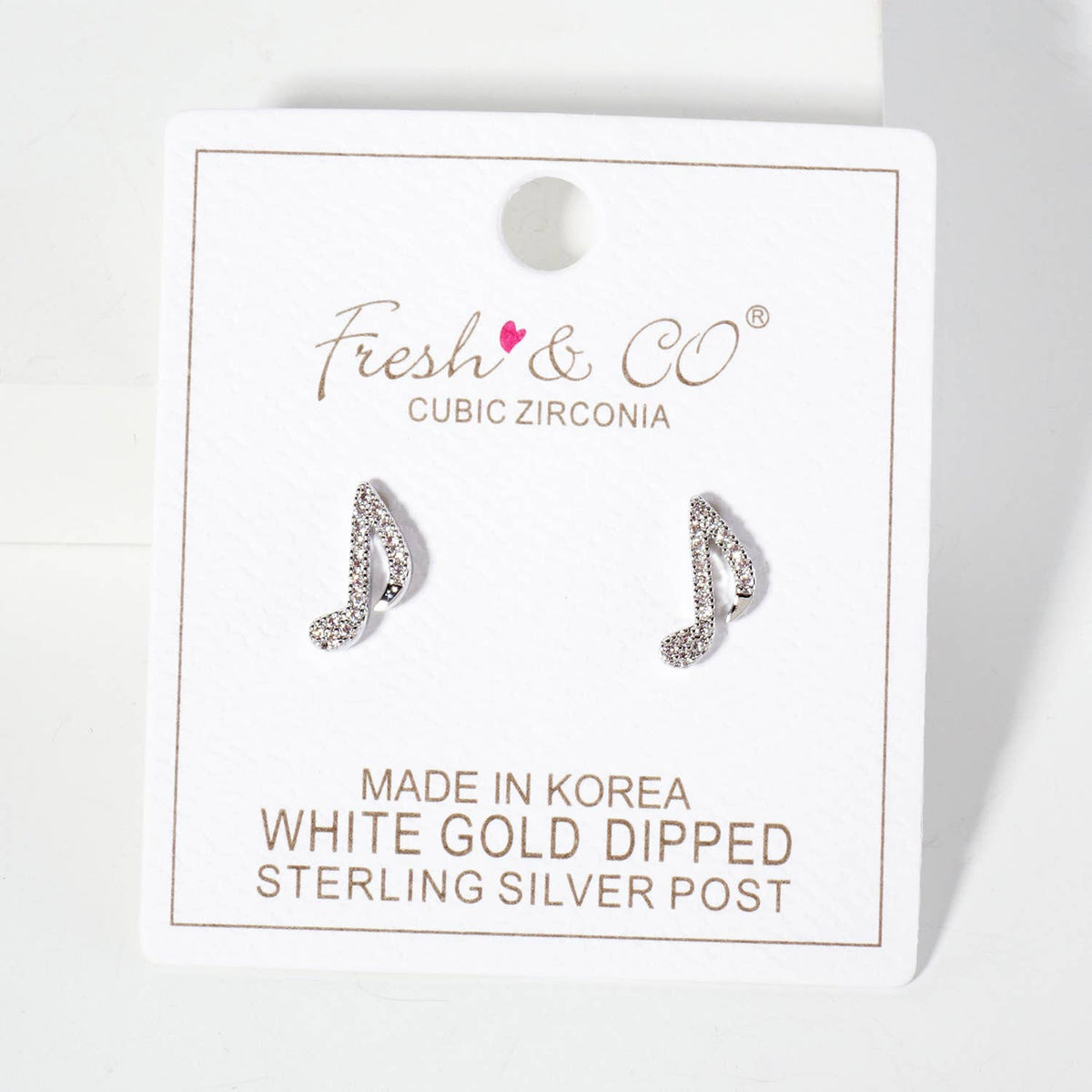 Minimalist Pave-Set Musical-Note Stud Earrings
