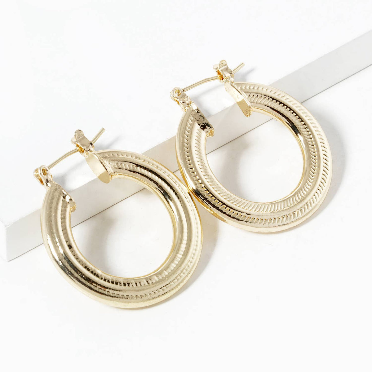 Geometric Spiral Grid Hoop Earrings