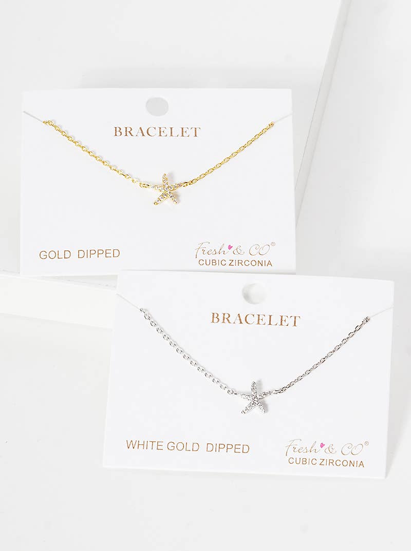 Dainty Pavé Starfish Charm Bracelet