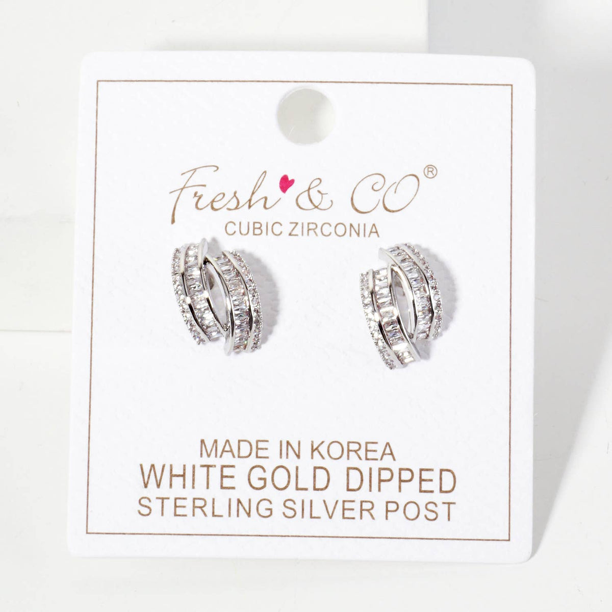 Soft-Curve with Dual-Row Pave CZ Setting Stud Earrings