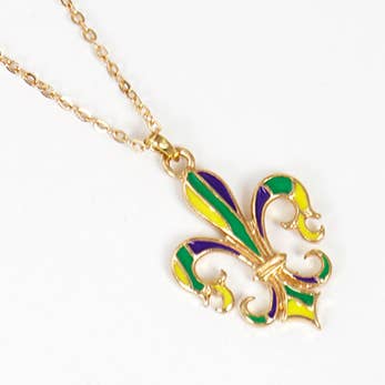 Gold Plated Mardi Gras Sequin Necklace