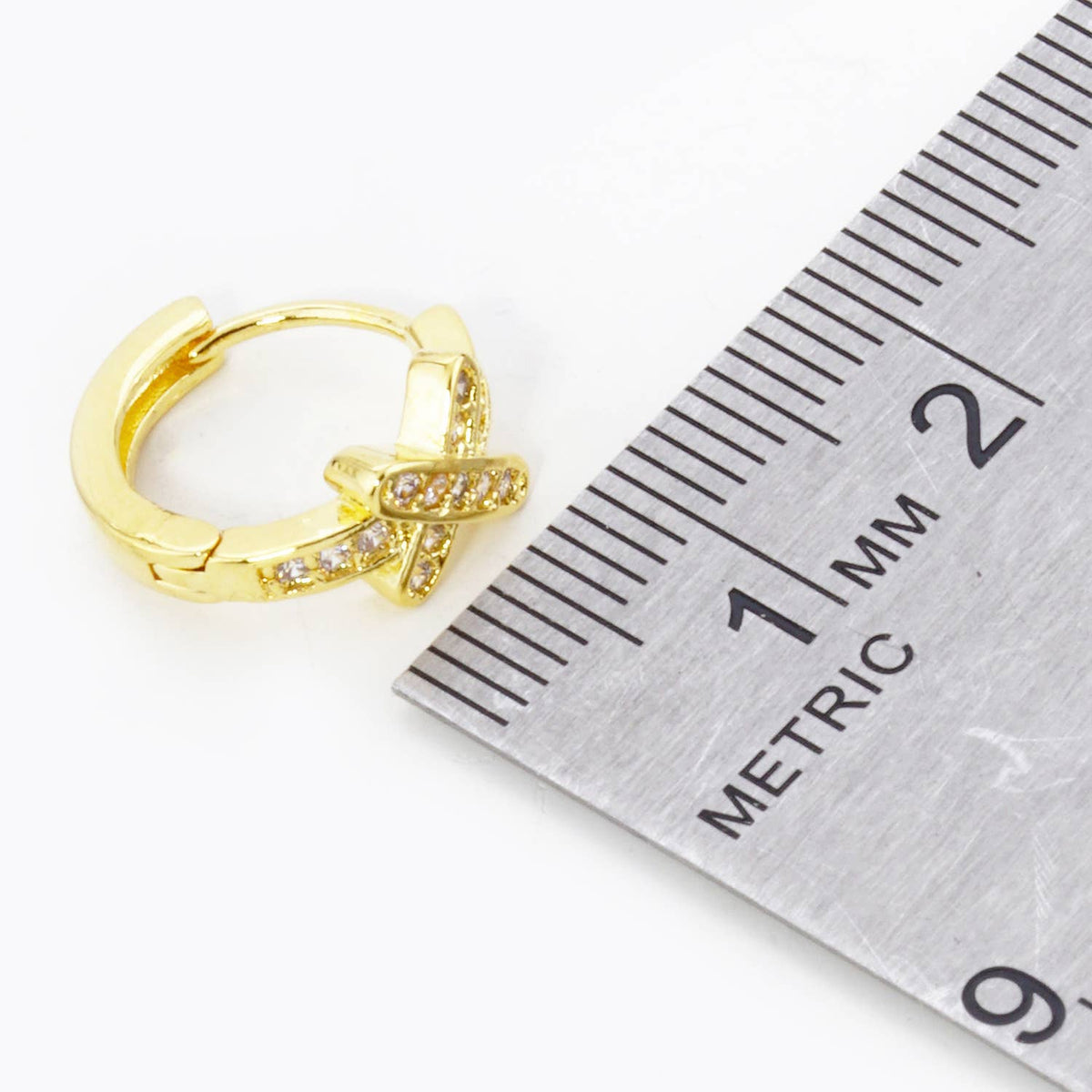 CUBIC ZIRCONIA X ACCENT 12MM HUGGIE HOOP EARRINGS