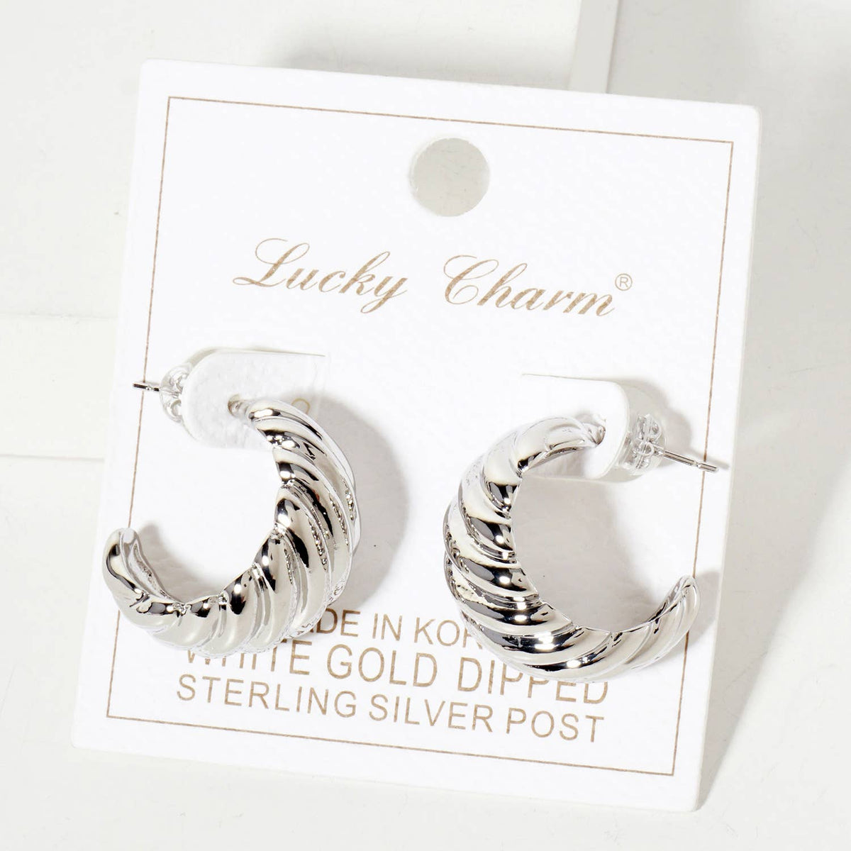 Polished Brass Wavy-Texture Tapered Open Hoop Earrings