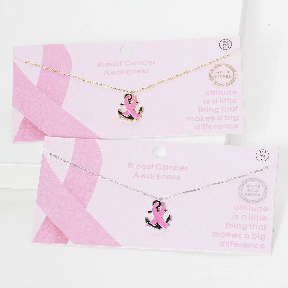 Breast Cancer Awareness Anchor Ribbon Necklace