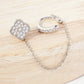 Quatrefoil Stud and Ear Cuff Drape Chain Earring Set