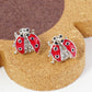 13mm Crystal Pave Enamel Ladybug Stud Earrings