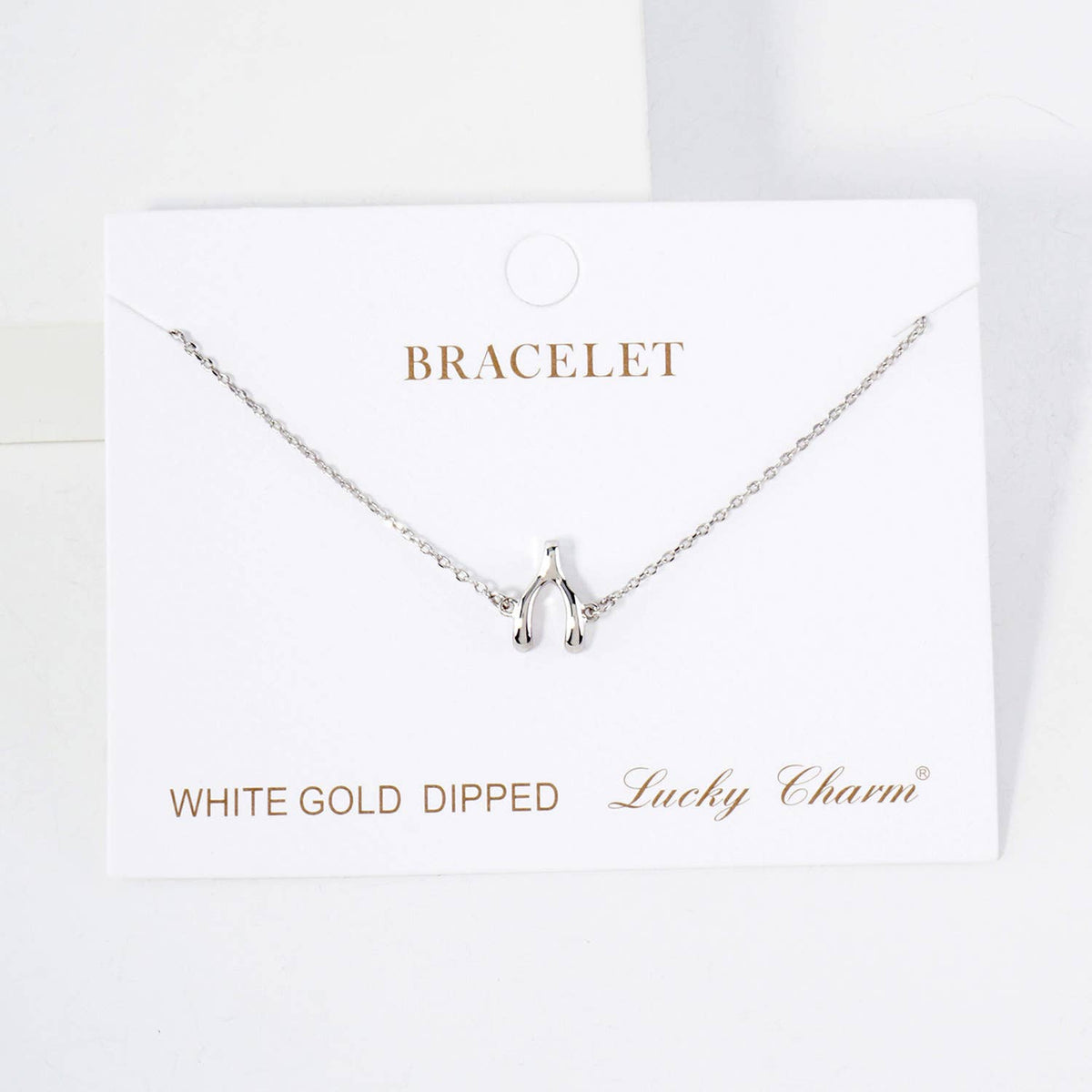 Spiritual-Theme Polished Brass Wishbone Chain Bracelet.