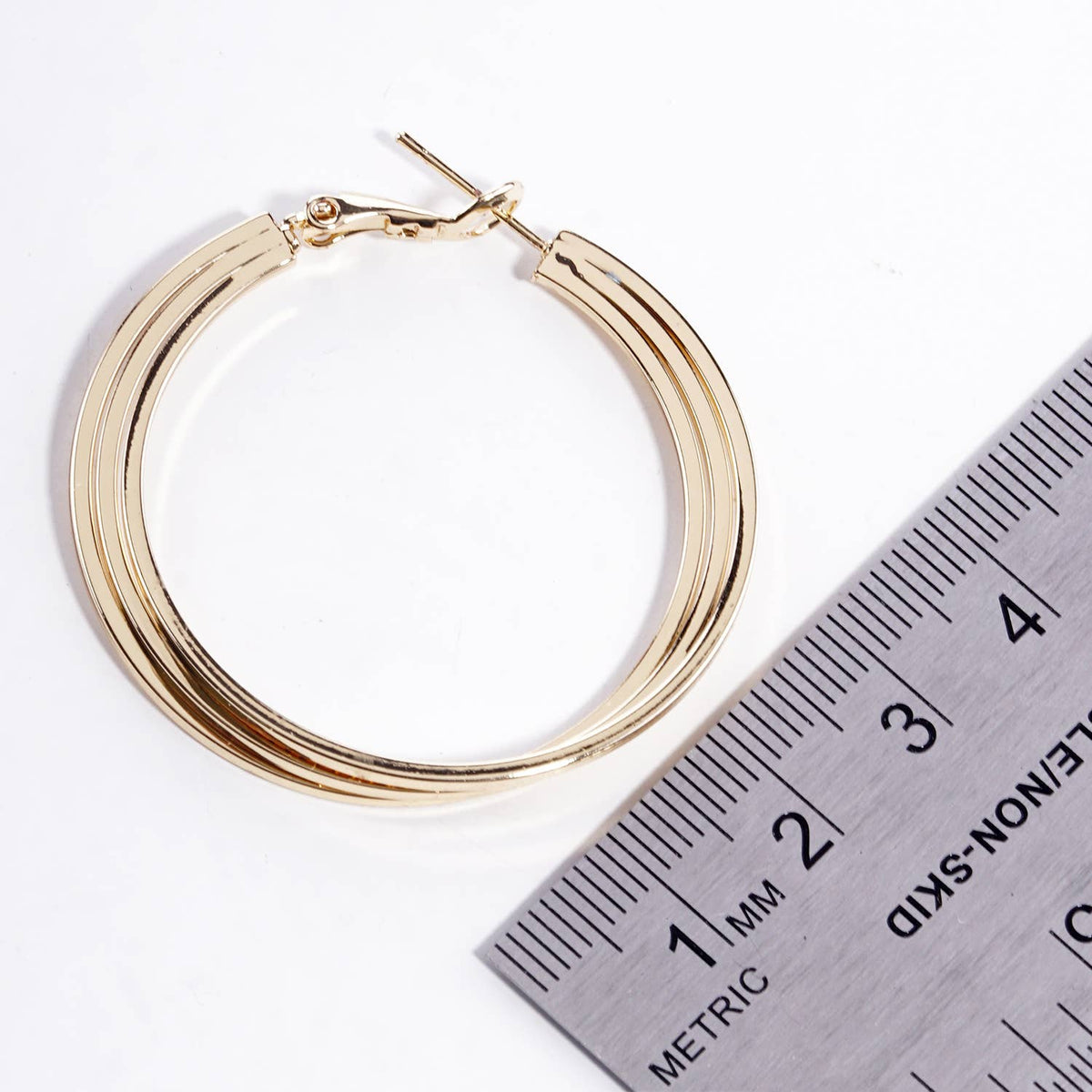 Geometric Triple-Row Hoop Earrings