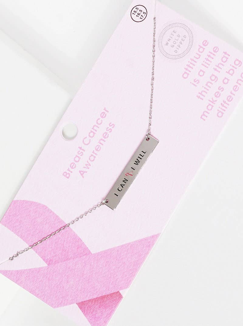 Breast Cancer Awareness " I CAN & I WILL " Necklace