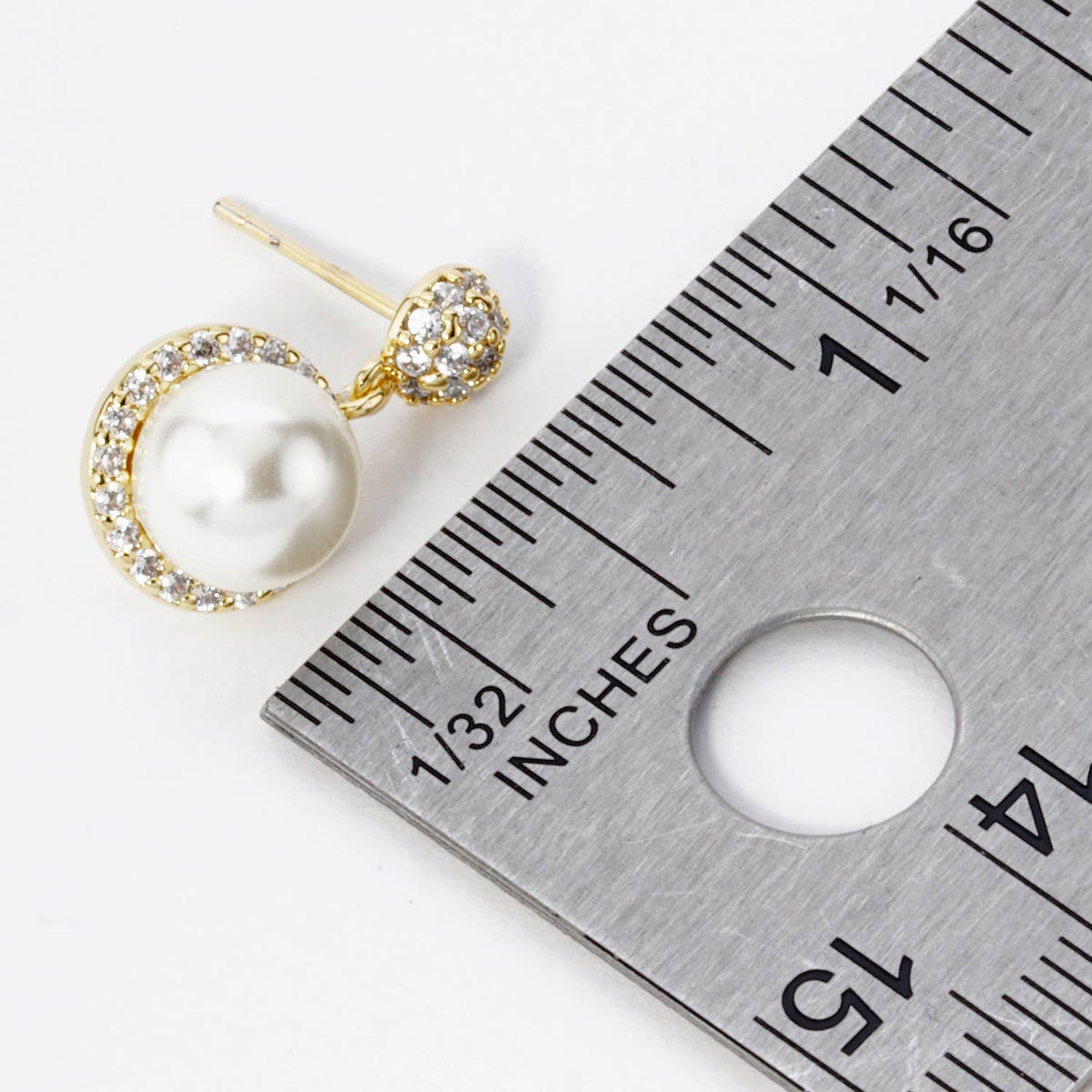 Pearl & Crystal Halo Bridesmaid Drop Earrings on Message Car