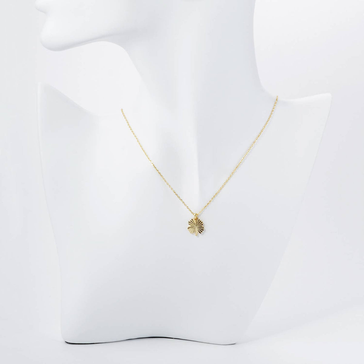 SUNBURST CLOVER PENDANT NECKLACE / 18K GOLD DIPPED