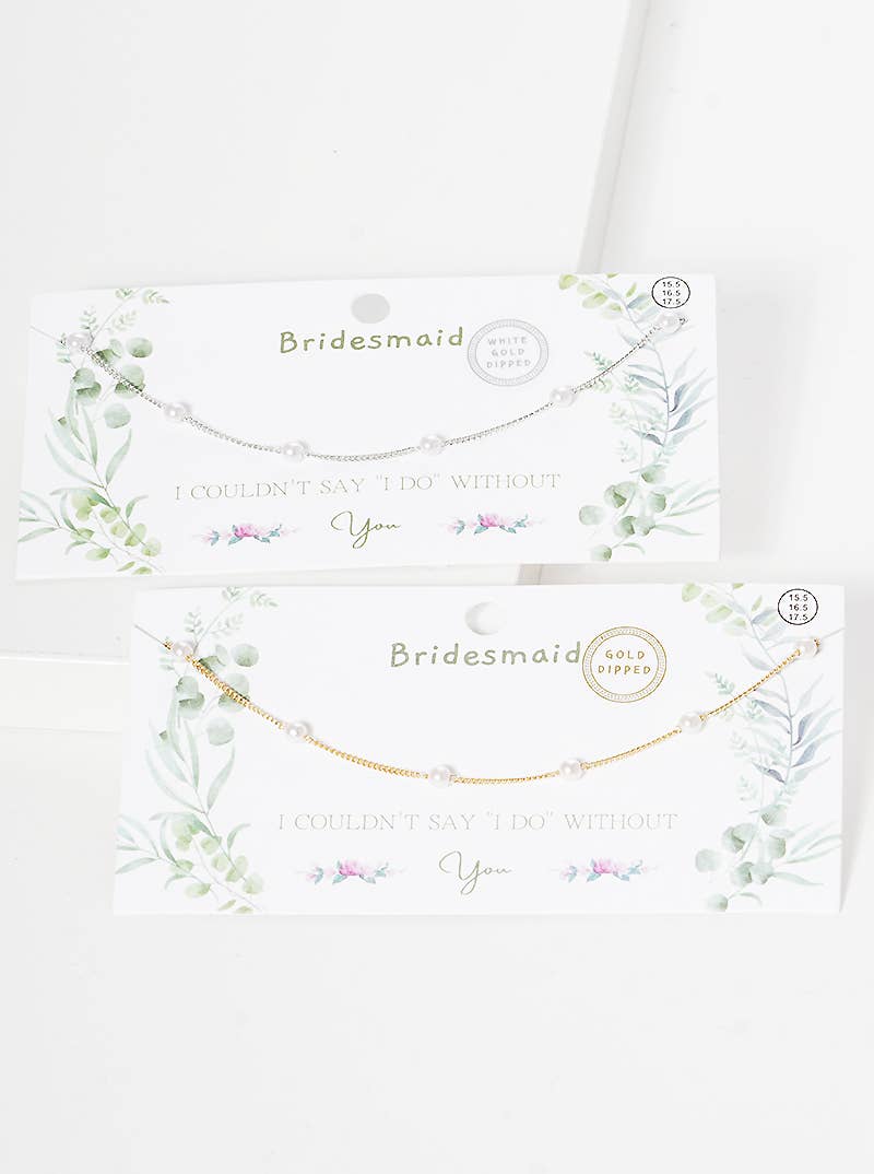Bridesmaid Pearl Station Choker Necklace
