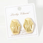 Polished Brass Soft-Curve Lined Hexagon Stud Earrings