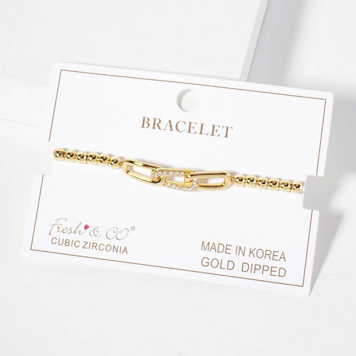 Minimalist Pave Interlocking Link Ball Chain Bracelet