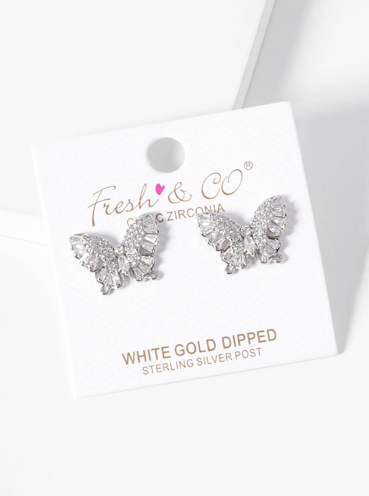 Dainty Cubic Zirconia Butterfly Stud Earrings