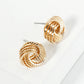 14mm Textured Metal Lightly Flattened Love Knot Stud Earrings