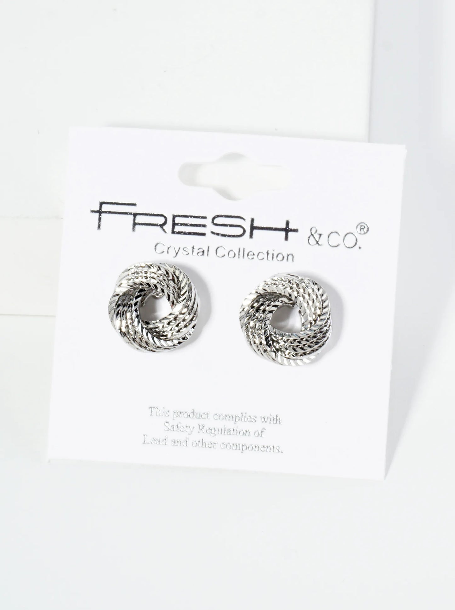 14mm Textured Metal Lightly Flattened Love Knot Stud Earrings