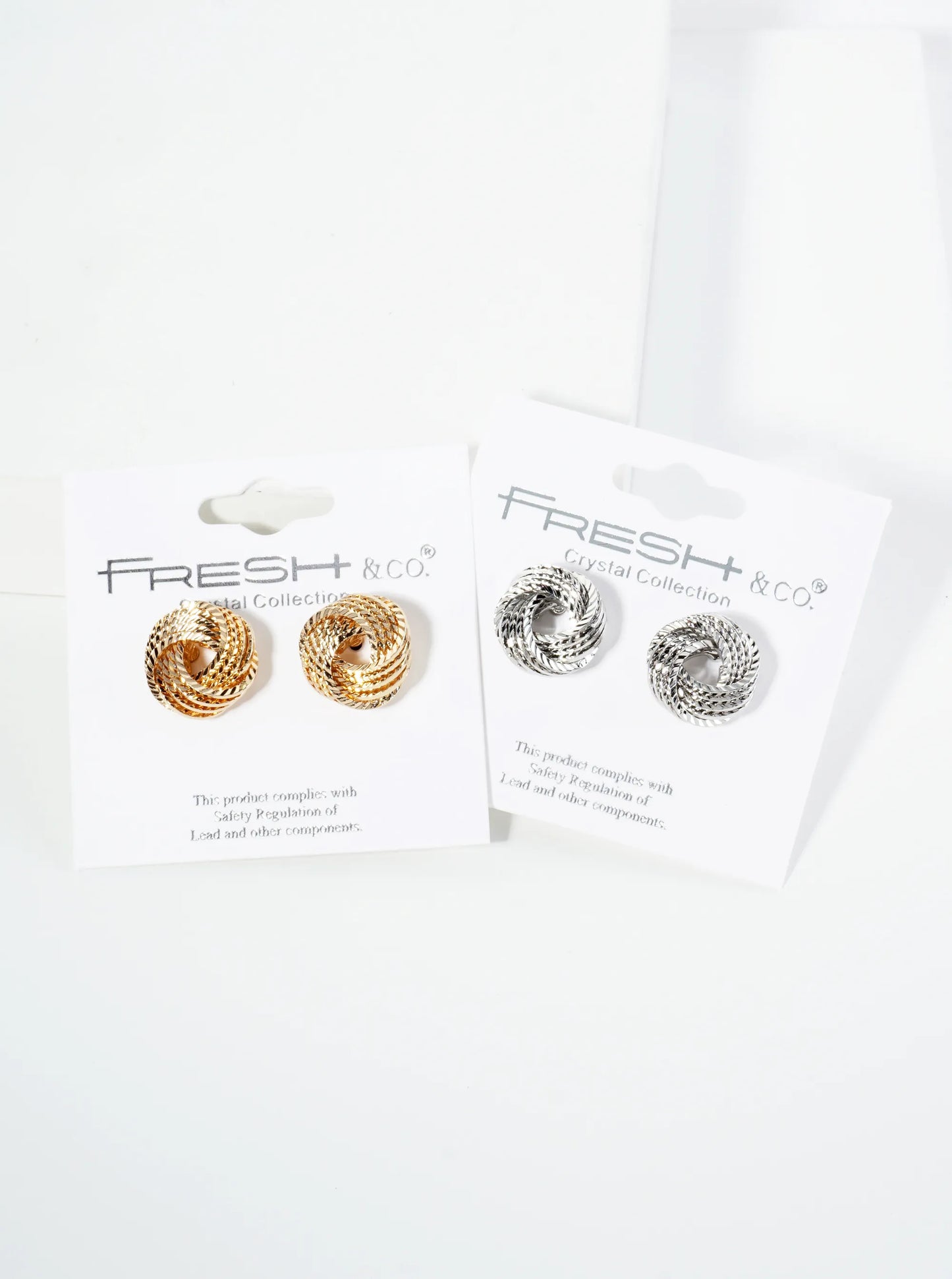 14mm Textured Metal Lightly Flattened Love Knot Stud Earrings