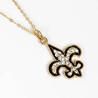 Gold Plated Cubic Zirconia Fleur De Lis Necklace