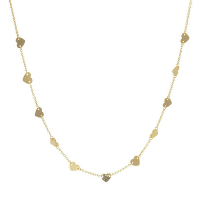 Gold Plated Floating Heart Charm Necklace