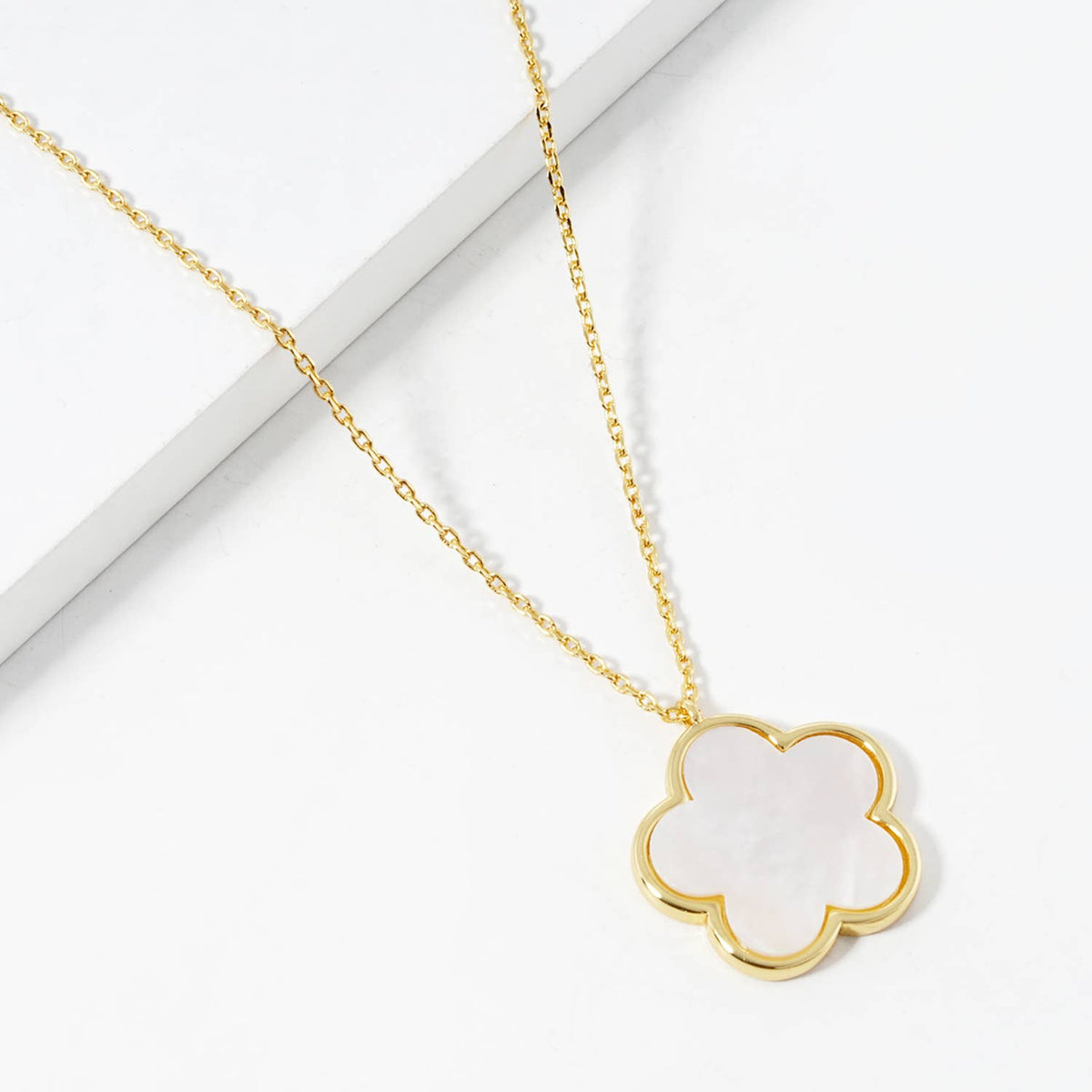 Mini Enamel and Shell Flower Pendant Necklace