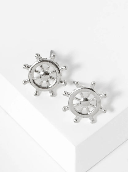 15mm Ships Wheel Stud Earrings