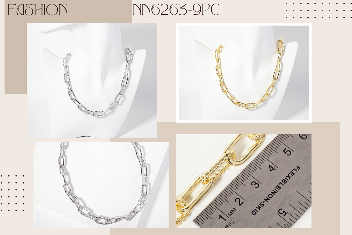 18K-Gold-Dipped Textured 19mm Chain Necklace