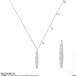 Minimalist Pave Marquise Bar Dangle Charm Necklace