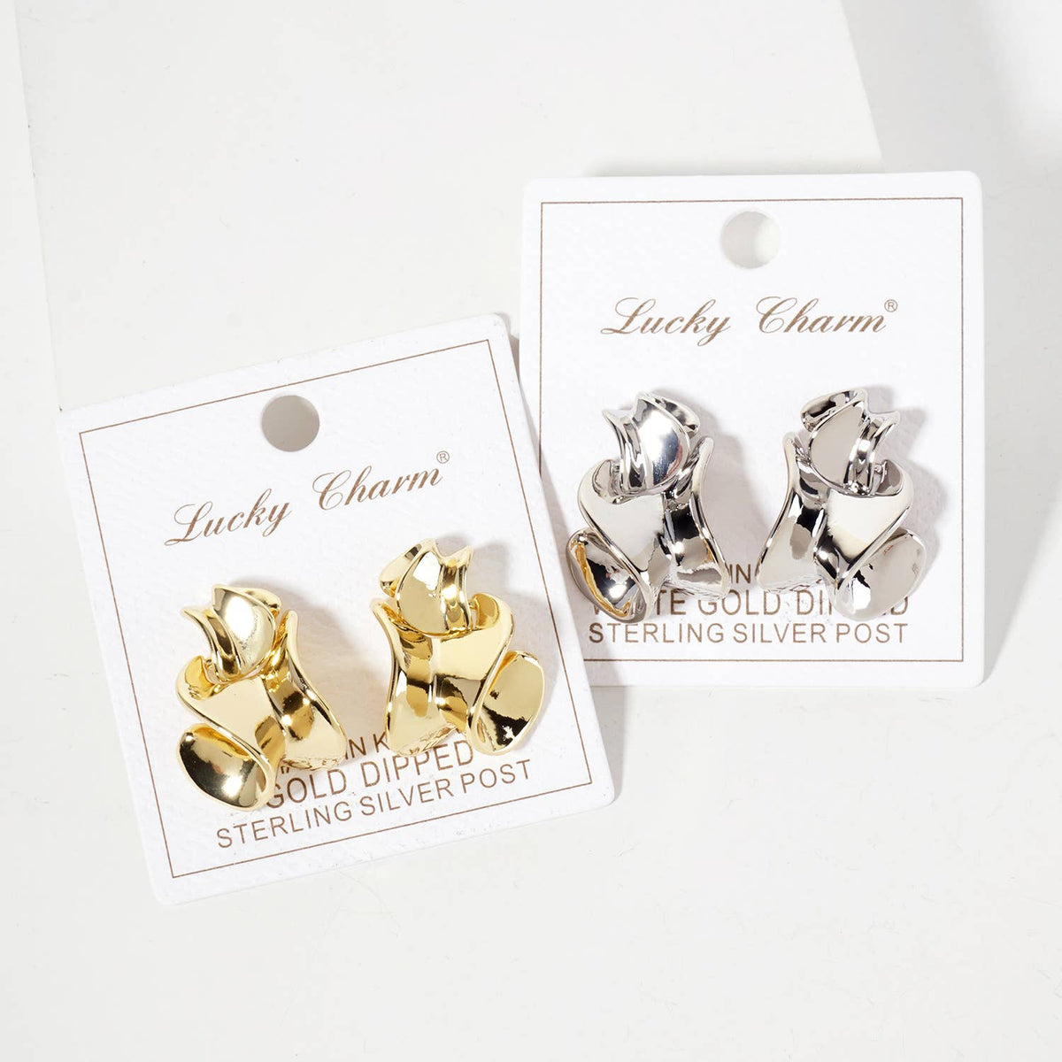 Polished Metal Organic-Shape Doorknocker Earrings