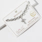 Cubic Zirconia Cross Charm Link Bracelet with Magnetic Clasp