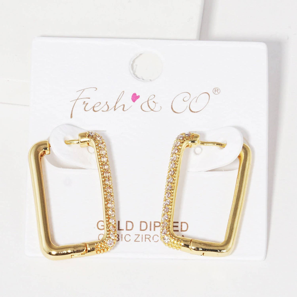 Gold Rectangular Shaped Huggie Earrings