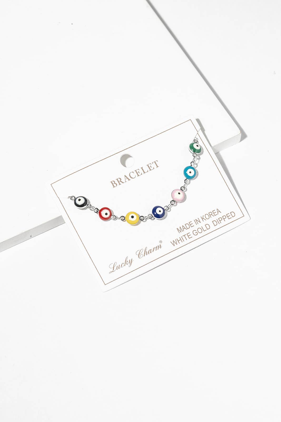 Multi-Color Enamel Evil Eye Chain Bracelet