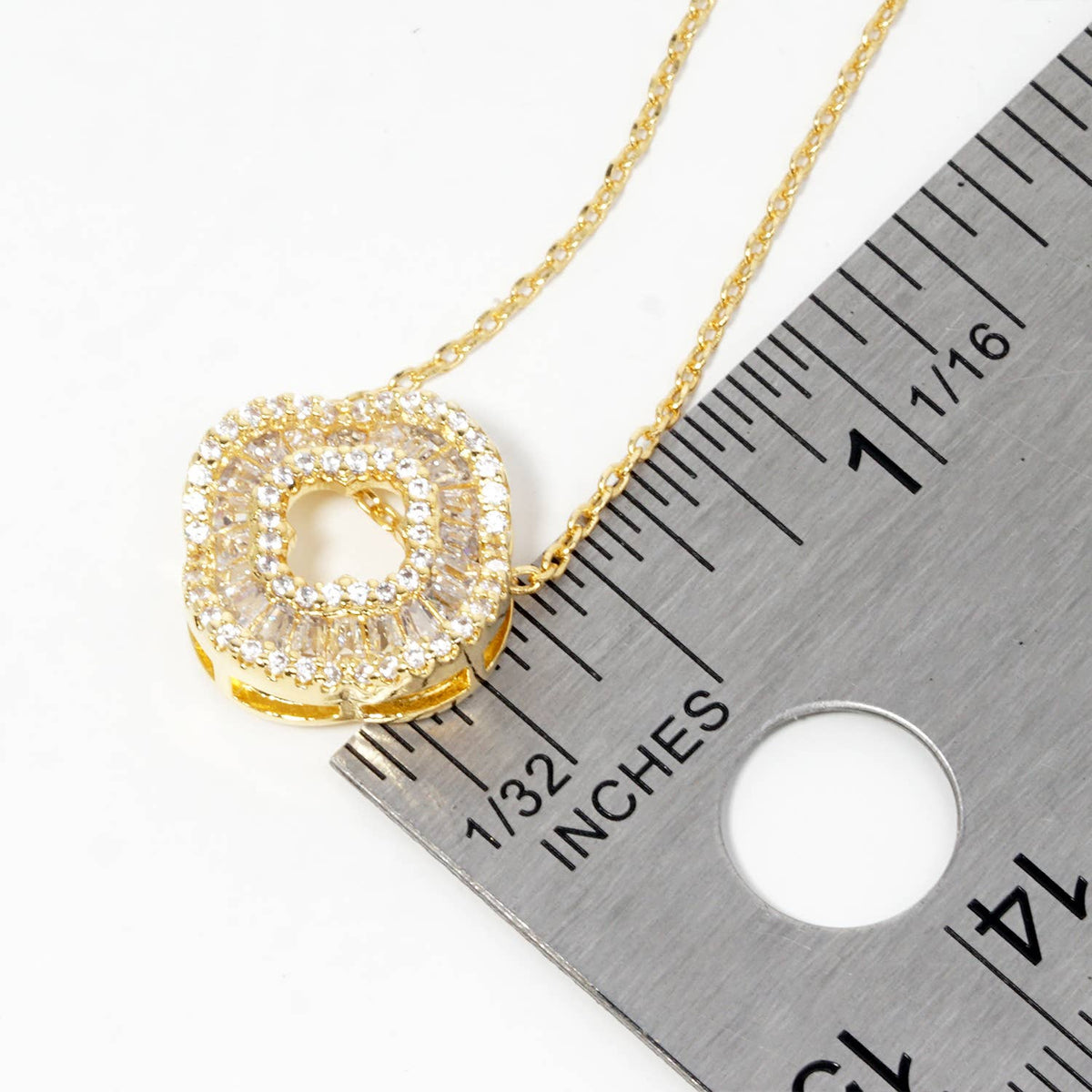 Minimalist Cubic Zirconia Geometric Open Pendant Necklace