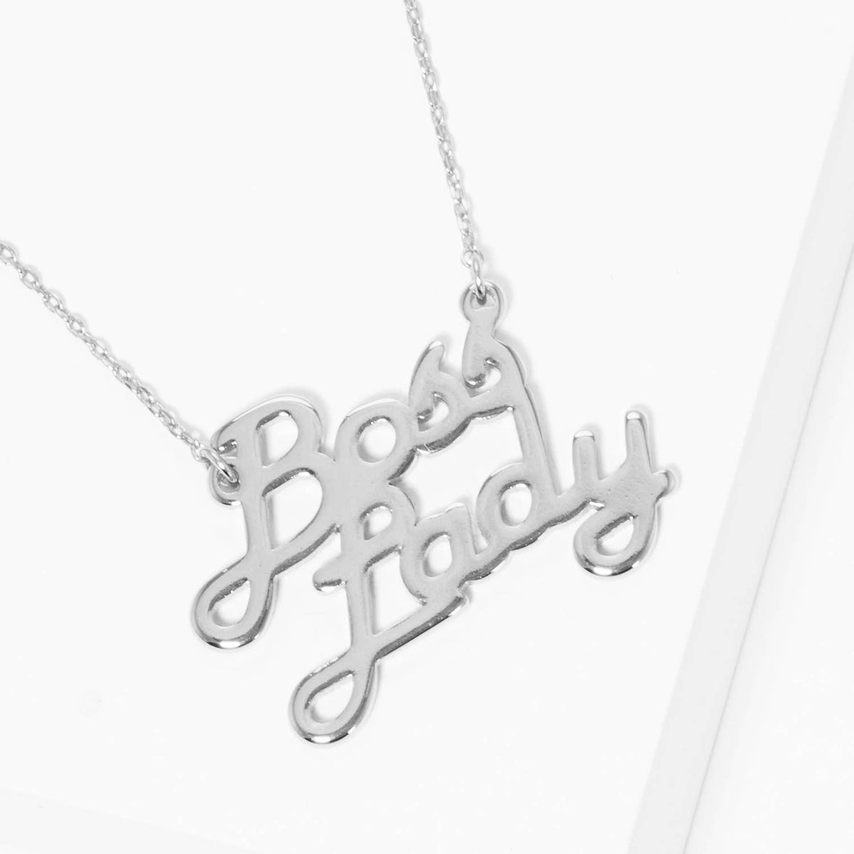 Gold Plated Bold Boss Lady Cursive Necklace