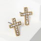 16mm Crystal Pave Cross Stud Earrings