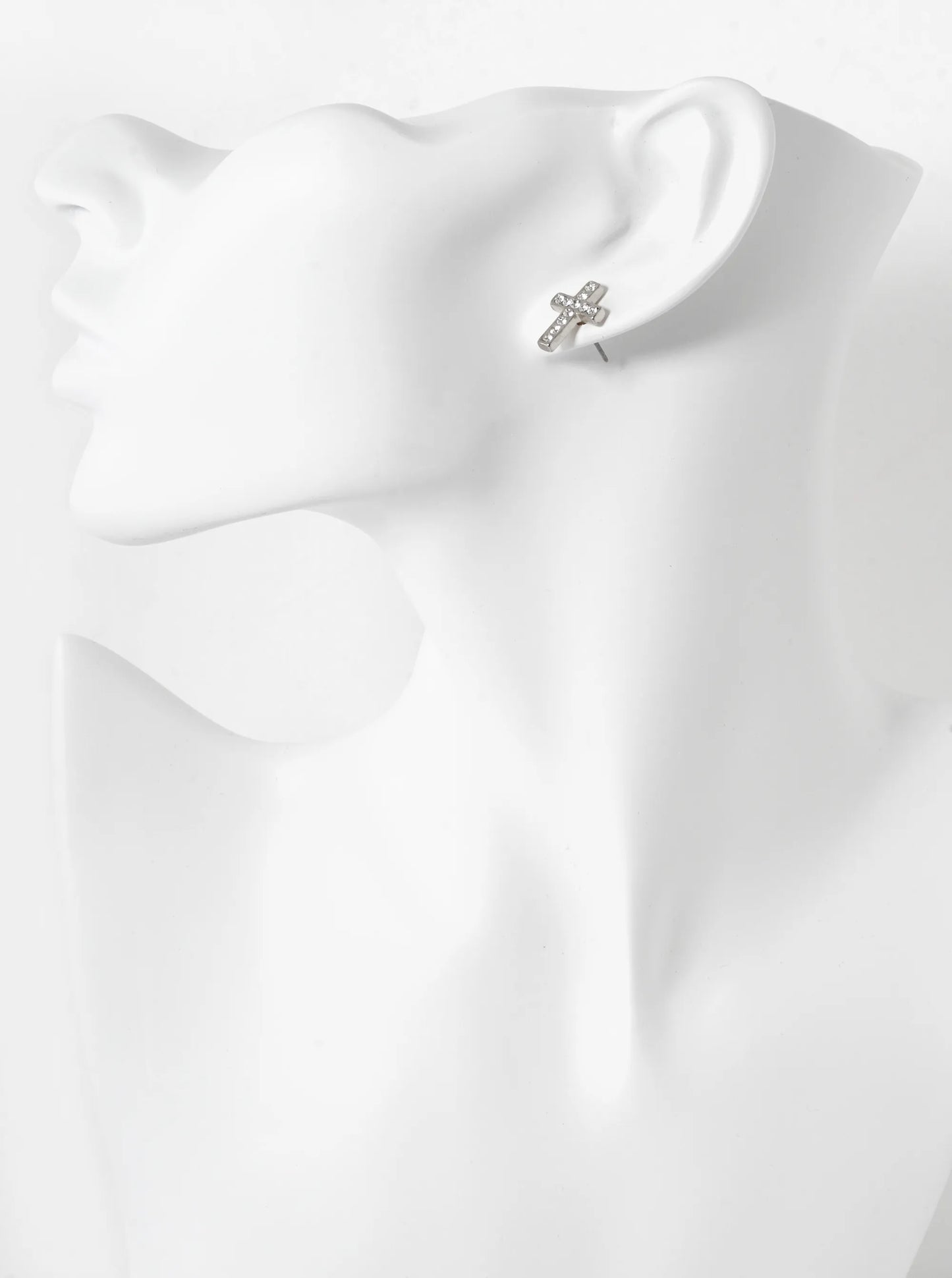 16mm Crystal Pave Cross Stud Earrings