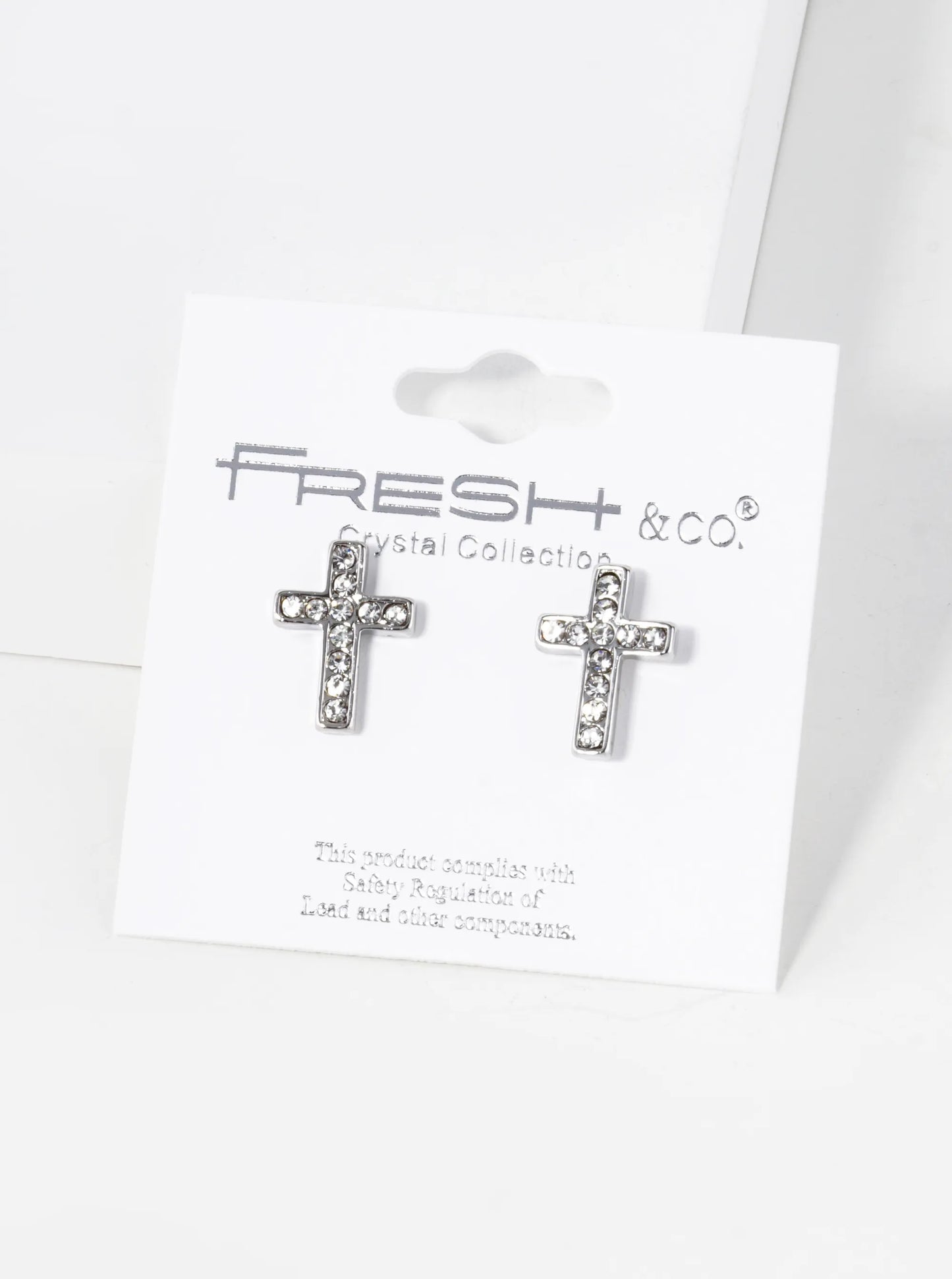 16mm Crystal Pave Cross Stud Earrings