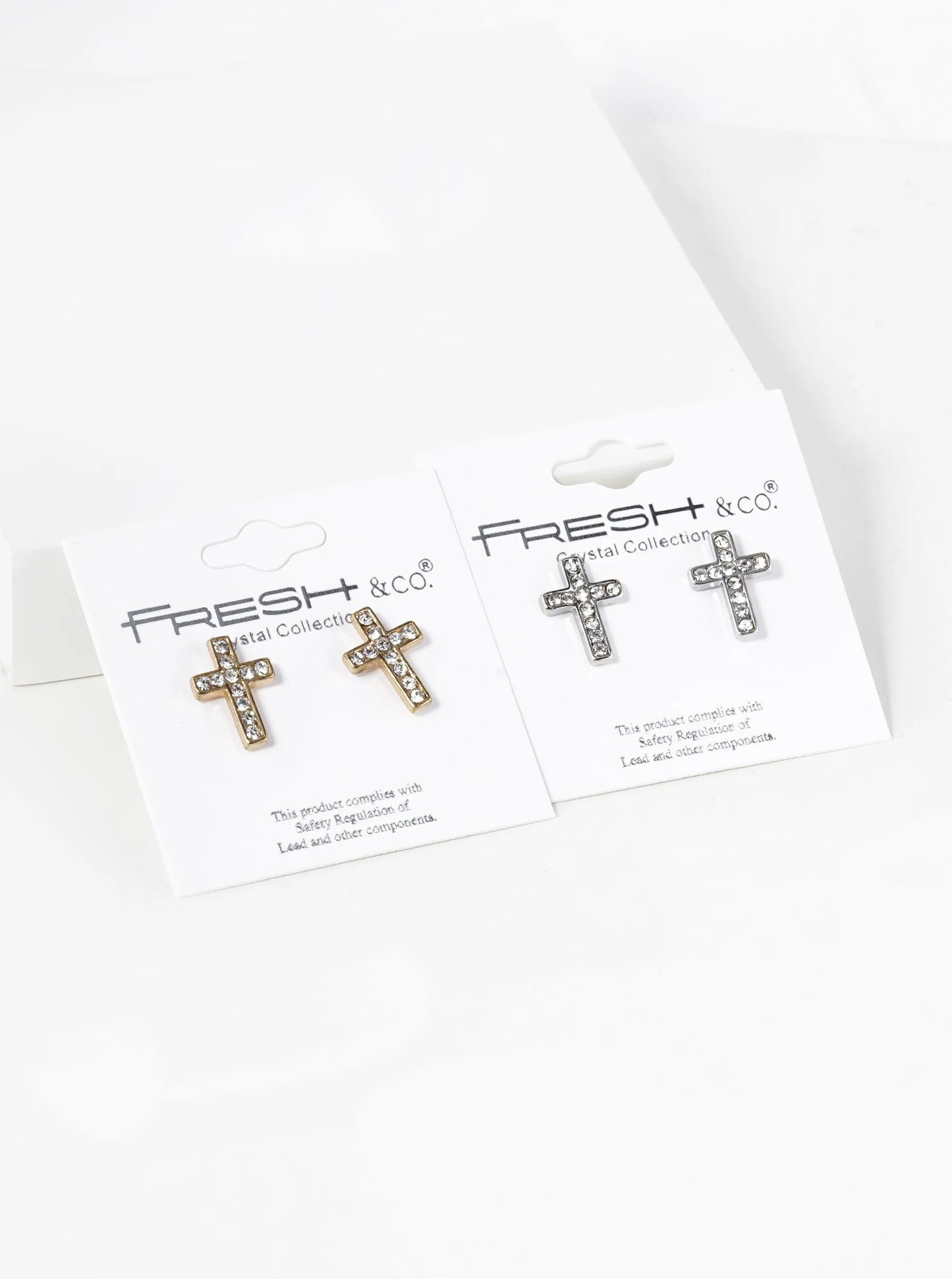 16mm Crystal Pave Cross Stud Earrings