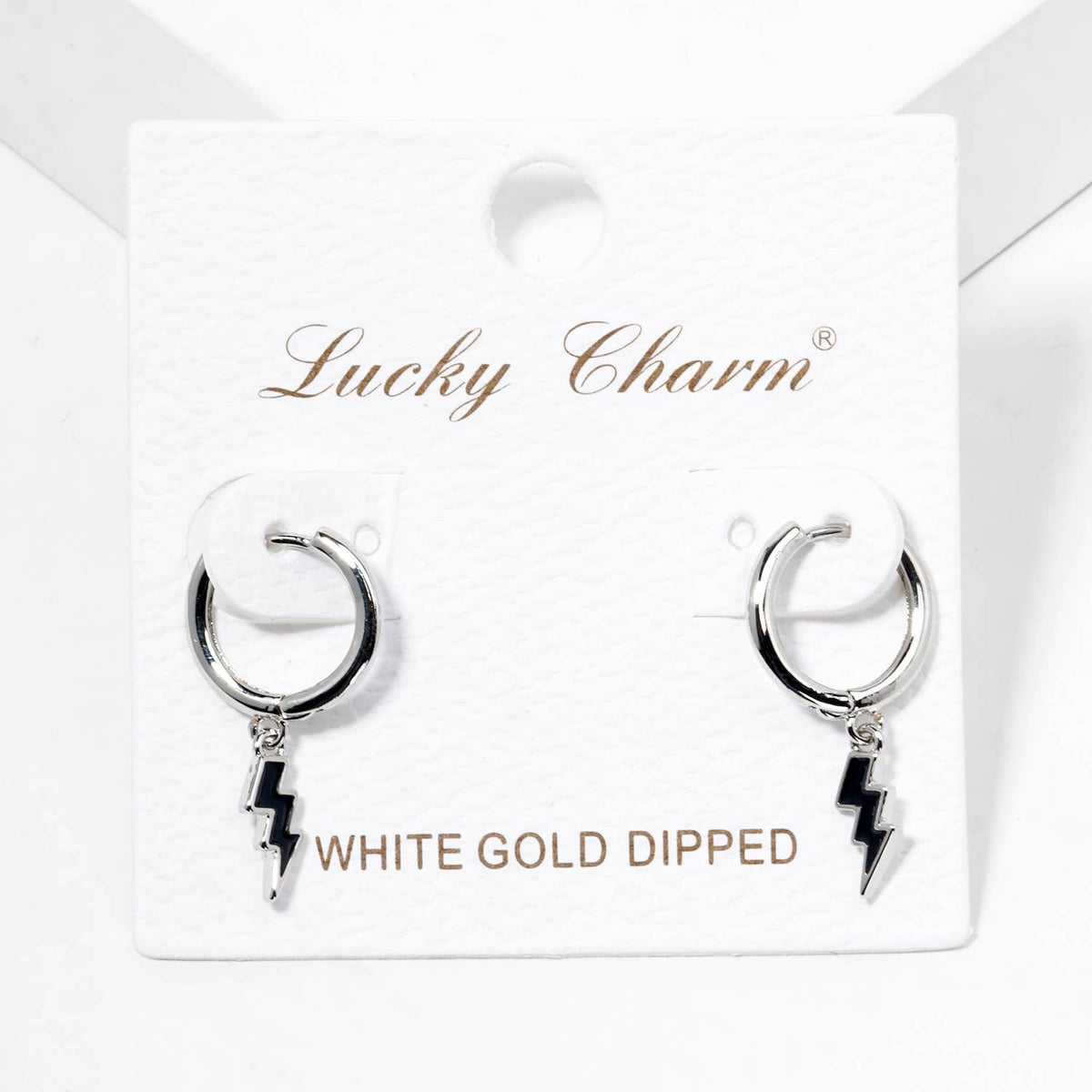 Dainty Black Lightning Bolt Huggie Hoop Earrings